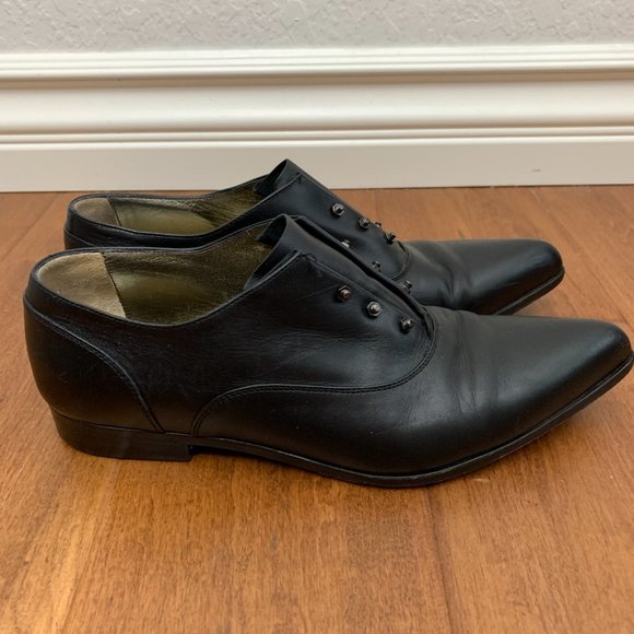 LANVIN Authentic Womens Size 36.5 Black Leather Laceless Oxfords - Picture 7 of 15